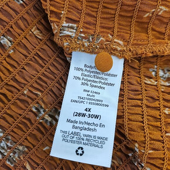 Terra & Sky Womens Plus Size 4X Smocked Long Sleeve Floral Blouse Top Casual - Picture 12 of 12